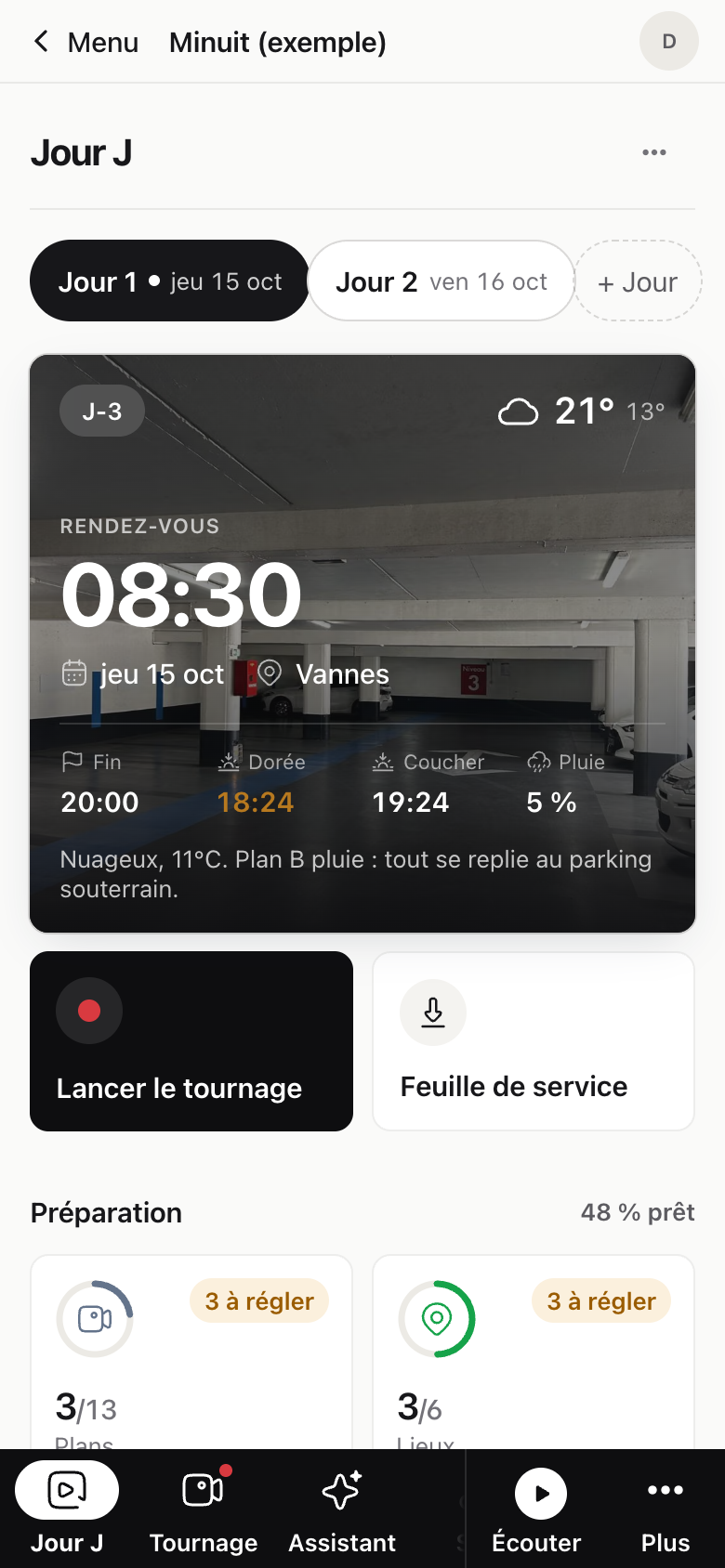 Kadraz sur téléphone : le Jour J et la barre d'onglets
